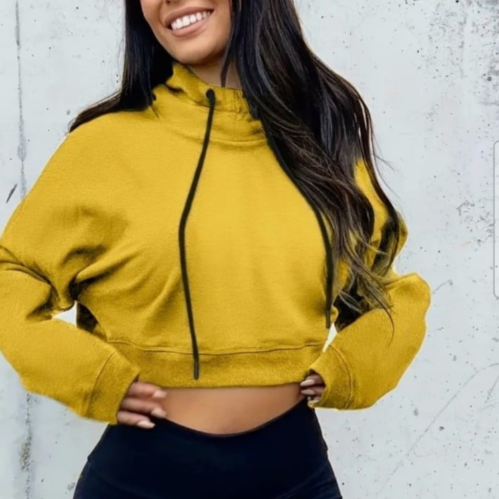 Women's Mustard Yellow Cropped Sweater